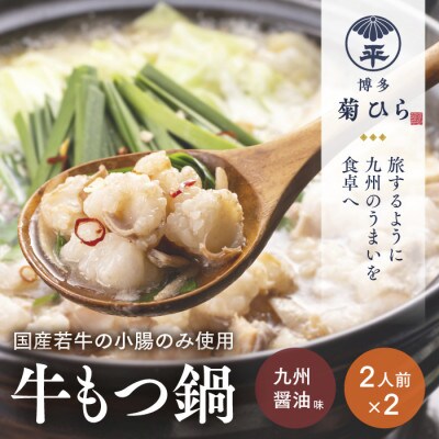 厳選国産若牛もつ鍋セット(九州醤油味2人前×2セット)(遠賀町)