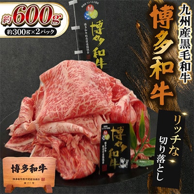 九州産黒毛和牛【博多和牛】リッチな切り落とし　計約600g(約300g×2パック)(遠賀町)