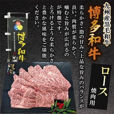 九州産黒毛和牛【博多和牛】ロース　焼肉用　約400g　スキンパックでお届け(遠賀町)