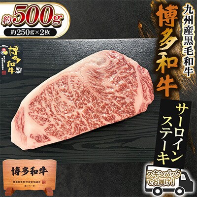 九州産黒毛和牛【博多和牛】サーロインステーキ　計約500g(約250g×2枚)スキンパック(遠賀町)
