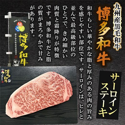 九州産黒毛和牛【博多和牛】サーロインステーキ　計約500g(約250g×2枚)スキンパック(遠賀町)