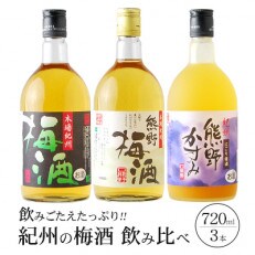 【古座川町】紀州の梅酒　飲み比べ3本セット