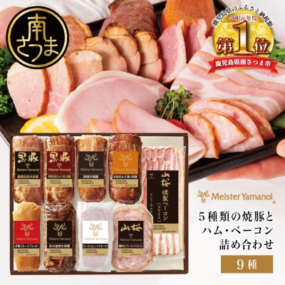 【マイスター山野井】5種類の焼豚とハム・ベーコン詰め合わせ [9種] ギフト 贈答用 セット