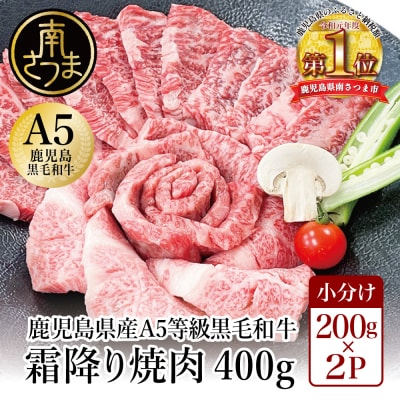 【鹿児島県産】A5等級 黒毛和牛 霜降り焼肉用 400g 焼肉 BBQ カミチク 南さつま市