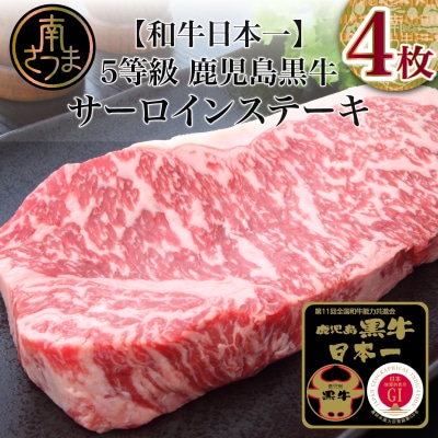 【5等級】黒毛和牛 サーロインステーキ 4枚 約800g ブランド牛 鹿児島黒牛 JA食肉かごしま