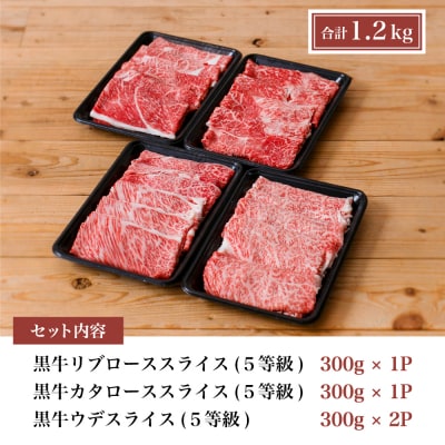 【5等級】黒毛和牛 すきやき用 3種 計1.2kg ブランド牛 鹿児島黒牛 JA食肉かごしま
