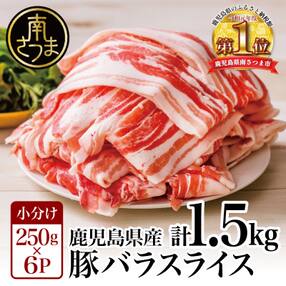 【鹿児島県産】豚バラスライス 1.5kg しゃぶしゃぶ カミチク 南さつま市