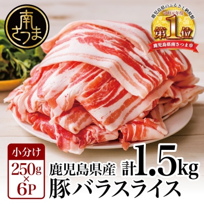 【鹿児島県産】豚バラスライス 250g×6P 計1.5kgセット
