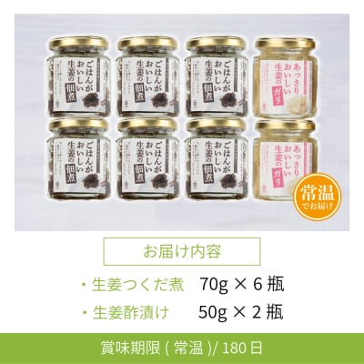 【健康習慣】生姜の佃煮・生姜酢漬け 2種 計8個