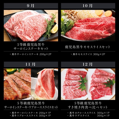 【JA食肉かごしま】鹿児島黒牛定期便(全12回) ステーキ すき焼き しゃぶしゃぶ 定期便