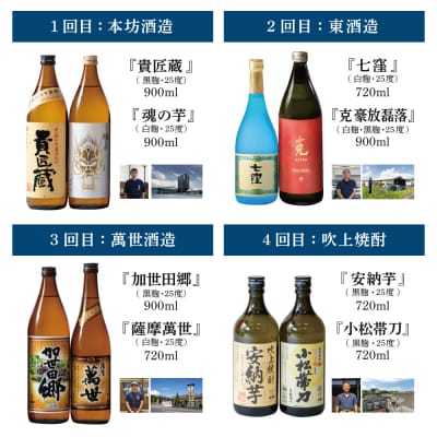 【焼酎定期便 全8回】本格芋焼酎 蔵元厳選定期便 計15本(14銘柄+1銘柄) 芋焼酎 飲み比べ