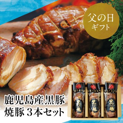【父の日ギフト】鹿児島県産 黒豚の炭焼き焼豚3本セット 焼き豚 チャーシュー 黒豚 煮豚