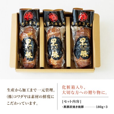 【父の日ギフト】鹿児島県産 黒豚の炭焼き焼豚3本セット 焼き豚 チャーシュー 黒豚 煮豚