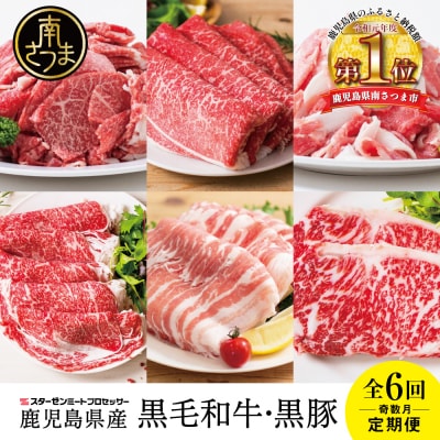 【スターゼン厳選定期便】鹿児島県産 黒毛和牛・黒豚定期便 (全6回)