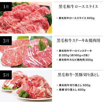 【スターゼン厳選定期便】鹿児島県産 黒毛和牛・黒豚定期便 (全6回)