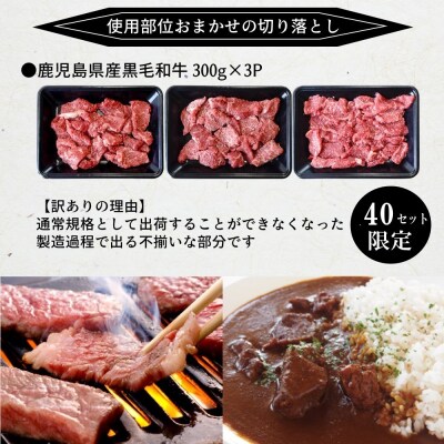 【訳あり】鹿児島県産 黒毛和牛 おまかせ 切落とし(焼肉用) 900g