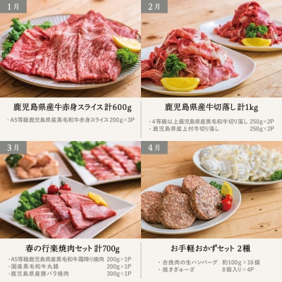 【定期便 全12回】情熱牧場 鹿児島県産お肉の定期便 スタンダードコース