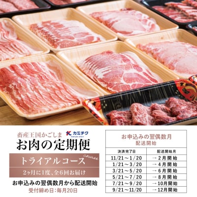 情熱牧場 鹿児島県産お肉の定期便 トライアルコース(全6回)