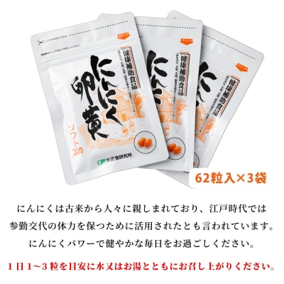 【健康補助食品】にんにく卵黄ソフト300(62粒入り×3袋)