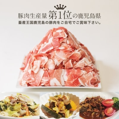 【定期便:2ヶ月に1度】鹿児島県産 豚こま切れ定期便 2kg×3回(合計6kg)