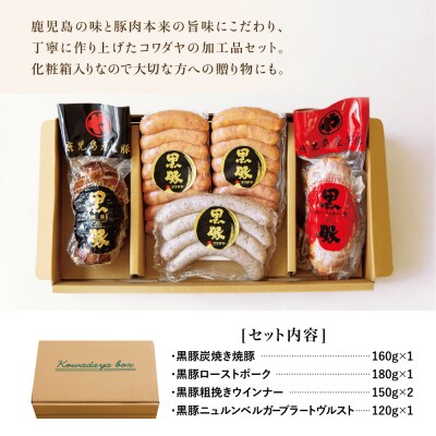 【母の日ギフト】鹿児島産黒豚バラエティセット 4種(焼豚・ハム・ソーセージ)コワダヤ 贈り物