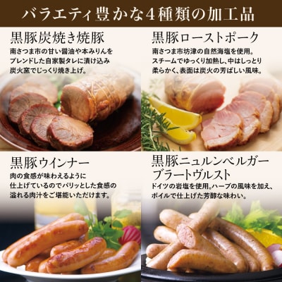 【父の日ギフト】鹿児島産黒豚バラエティセット 4種(焼豚・ハム・ソーセージ)