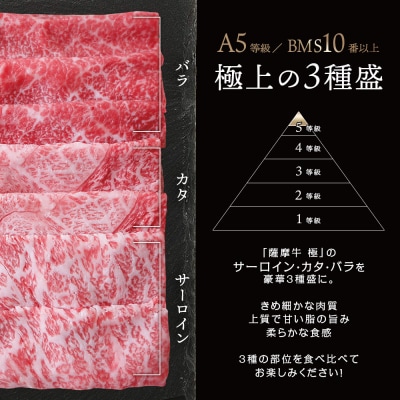 鹿児島県産黒毛和牛「薩摩牛 極」スライス3種食べ比べ 300g