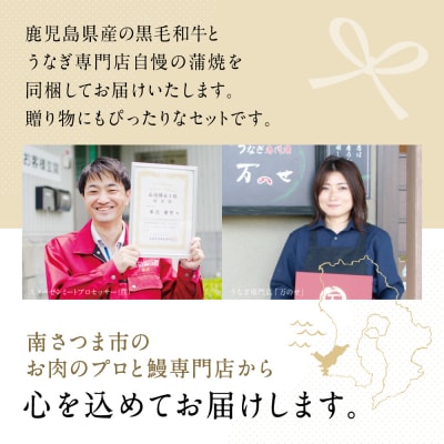 鹿児島県産黒毛和牛サーロインステーキ&国産うなぎ蒲焼き スタミナセット(同梱発送)