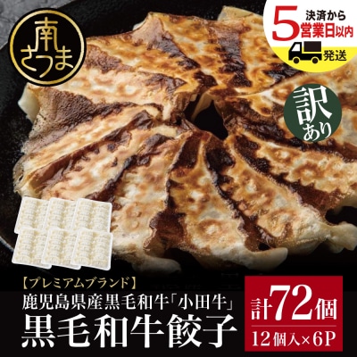 【訳あり】鹿児島県産黒毛和牛「小田牛」 牛肉100%使用の餃子72個(12個×6P) ぎょうざ 惣菜