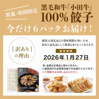 【訳あり】鹿児島県産黒毛和牛「小田牛」 牛肉100%使用の餃子72個(12個×6P) ぎょうざ 惣菜