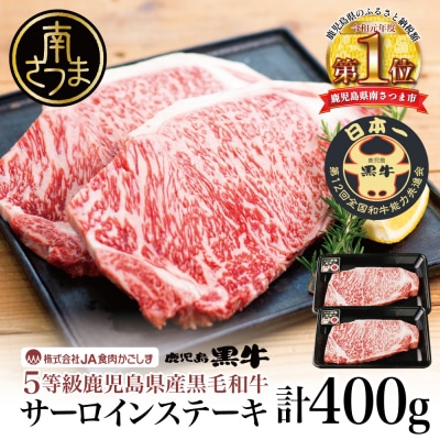 【5等級】黒毛和牛 サーロインステーキ 2枚 計400g ブランド牛 鹿児島黒牛 JA食肉かごしま