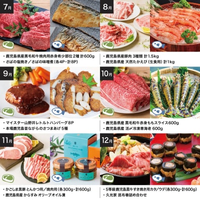海幸山幸エクストラ定期便(全12回) ハンバーグ 刺身 しゃぶしゃぶ すき焼き マグロ 牛肉 豚肉