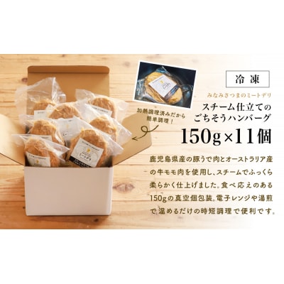 スチーム仕立てのごちそうハンバーグ 150g×11個 [みなみさつまのミートデリ]