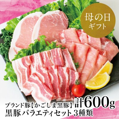 【母の日ギフト】ブランド黒豚[かごしま黒豚] 3種類 計600g バラエティセット