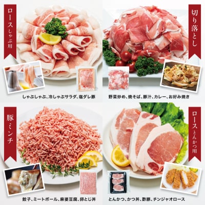 【鹿児島県産】豚肉 4種類セット 計2.1kg(ロースしゃぶ・ロースカツ・切り落とし・ミンチ)