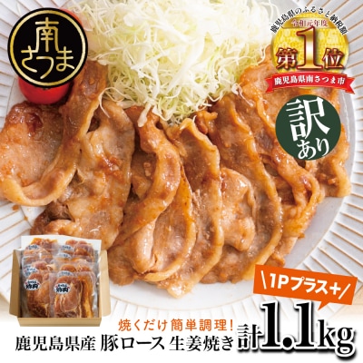 【訳あり】 鹿児島県産豚ロース 生姜焼き 100g×11P(計1.1kg)