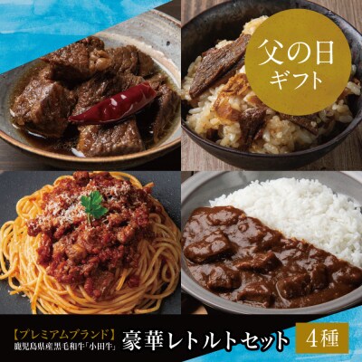 【父の日ギフト】「小田牛」レトルト4種セット(カレー・パスタ・牛とろ煮込み・混ぜご飯の素)
