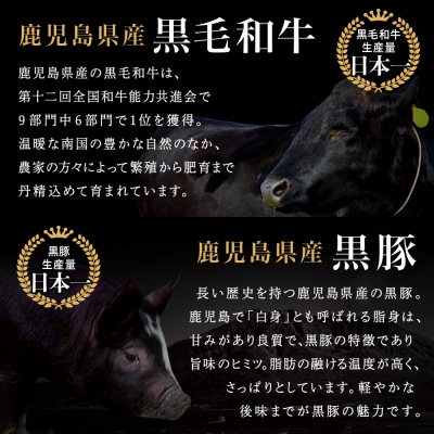 【鹿児島県産】黒毛和牛 赤身もも & 黒豚 肩ロース セット すきやき・しゃぶしゃぶ用 計900g