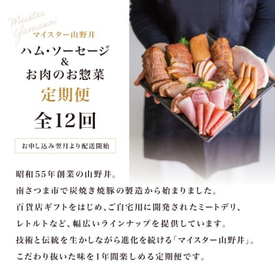 【定期便 全12回】ハム・ソーセージ&お肉のお惣菜定期便 ～マイスター山野井～
