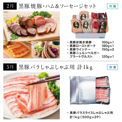 【定期便】コワダヤの黒豚食べ比べ 全4回 (しゃぶしゃぶ・ハム・ソーセージ・焼豚)