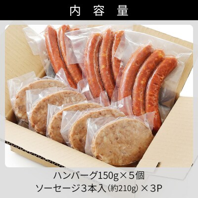 十勝しんむら牧場 放牧豚のソーセージとハンバーグセット 計1380g 北海道産 冷凍