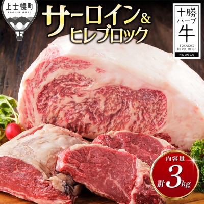 十勝ハーブ牛 サーロイン ヒレ ブロック セット 計3kg 北海道産 牛肉 赤身