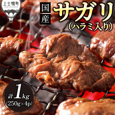 国産 味付き サガリ ハラミ 焼肉 計1kg 小分け 個包装 北海道 肉 牛肉