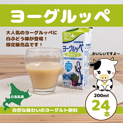 北海道日高乳業【春夏期間限定】白ぶどうヨーグルッペ200ml×24本　