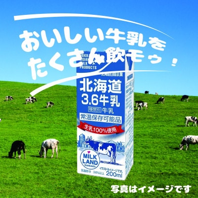 北海道日高乳業　北海道3.6牛乳　200ml×24本