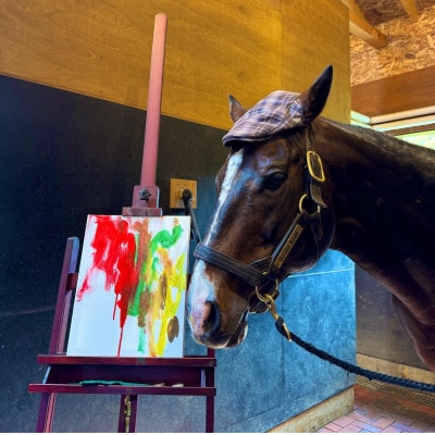 【競馬グッズ】【ワンダーアキュート画伯】作　絵画Tシャツ【L】