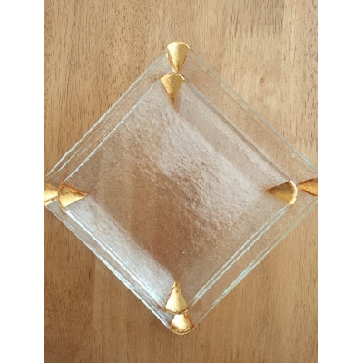 金角ガラス皿大小各2枚4点セット