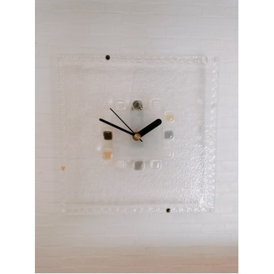 ステンドグラス【石畳ガラスの掛け時計】　乾電池付き