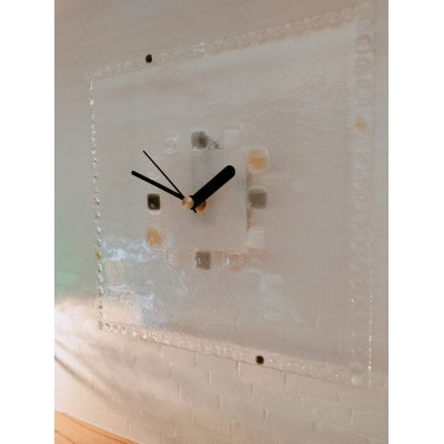 ステンドグラス【石畳ガラスの掛け時計】　乾電池付き