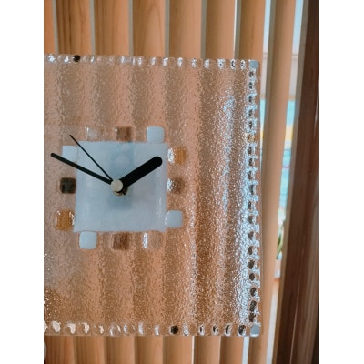 ステンドグラス【石畳ガラスの掛け時計】　乾電池付き
